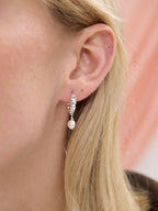Vintage Pearl Drop Sterling Silver Plated Earrings