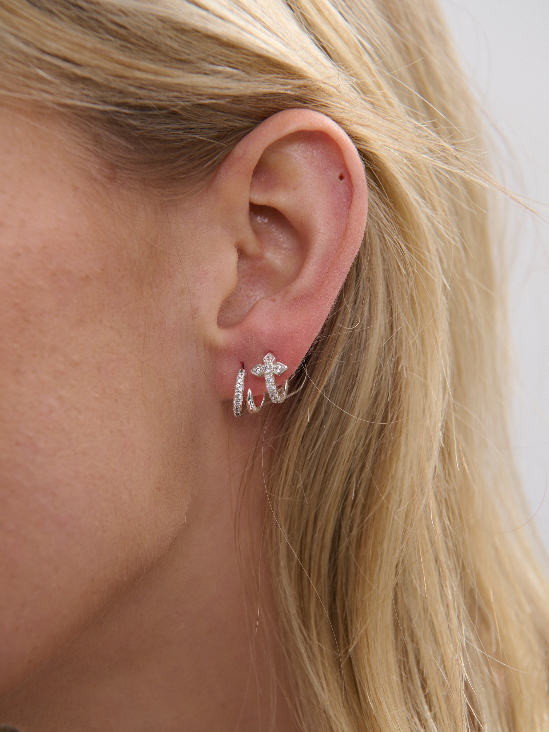 Petite Diamanté Sterling Silver Huggies