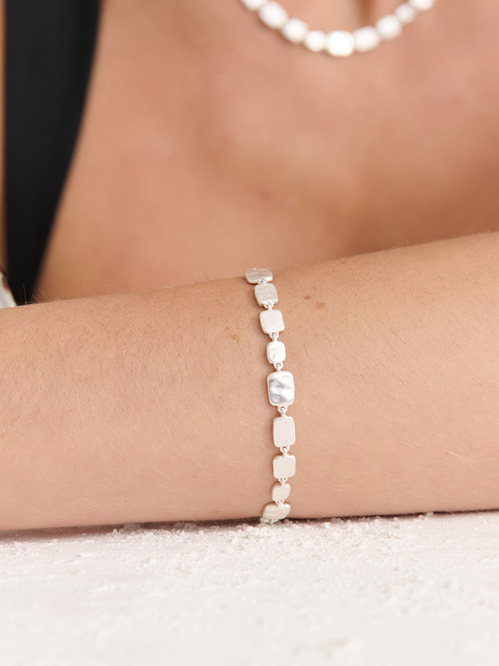 Hammered Plate Sterling Silver Plated Bracelet