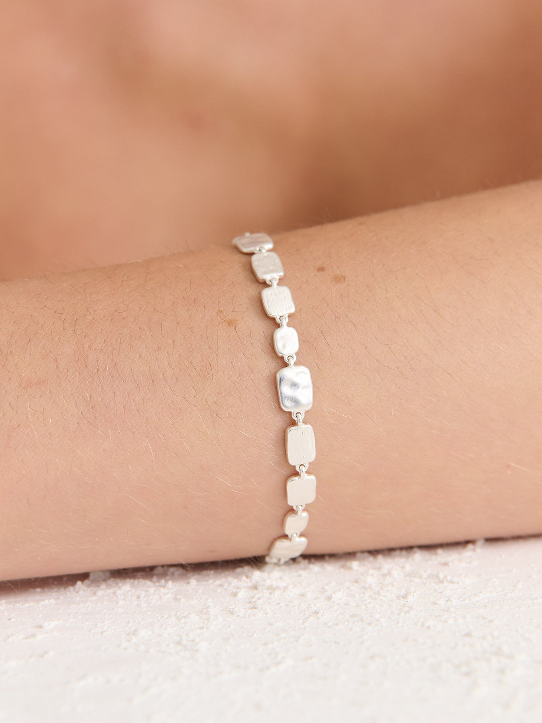 Hammered Plate Sterling Silver Plated Bracelet