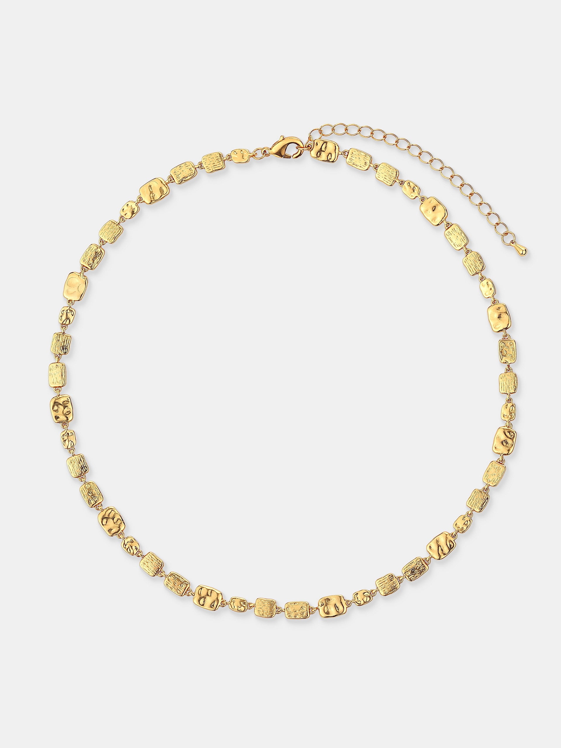 Hammered Plate Necklace -  18K Gold Plated