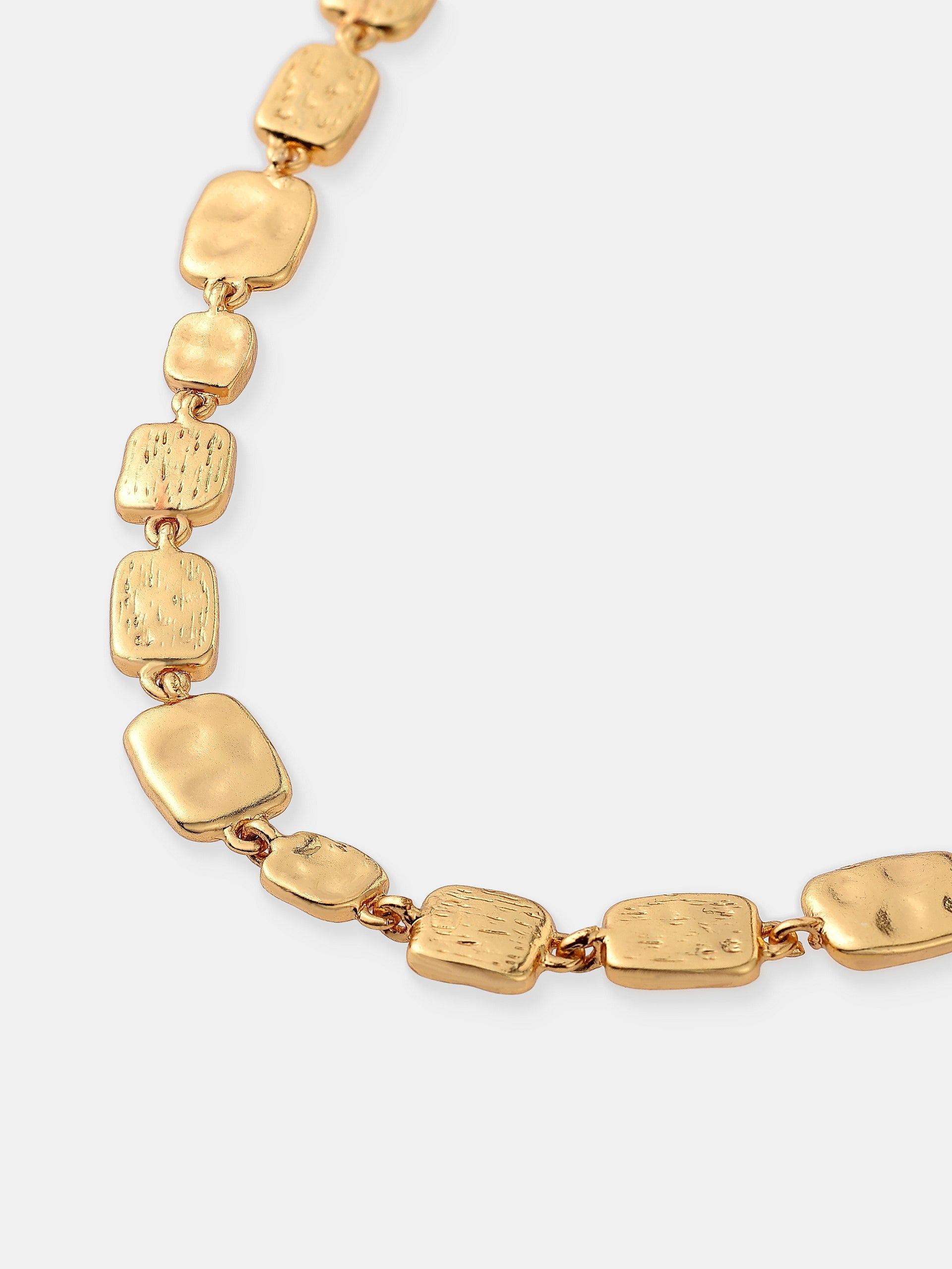 Hammered Plate Necklace -  18K Gold Plated
