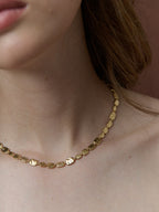 Hammered Plate Necklace -  18K Gold Plated