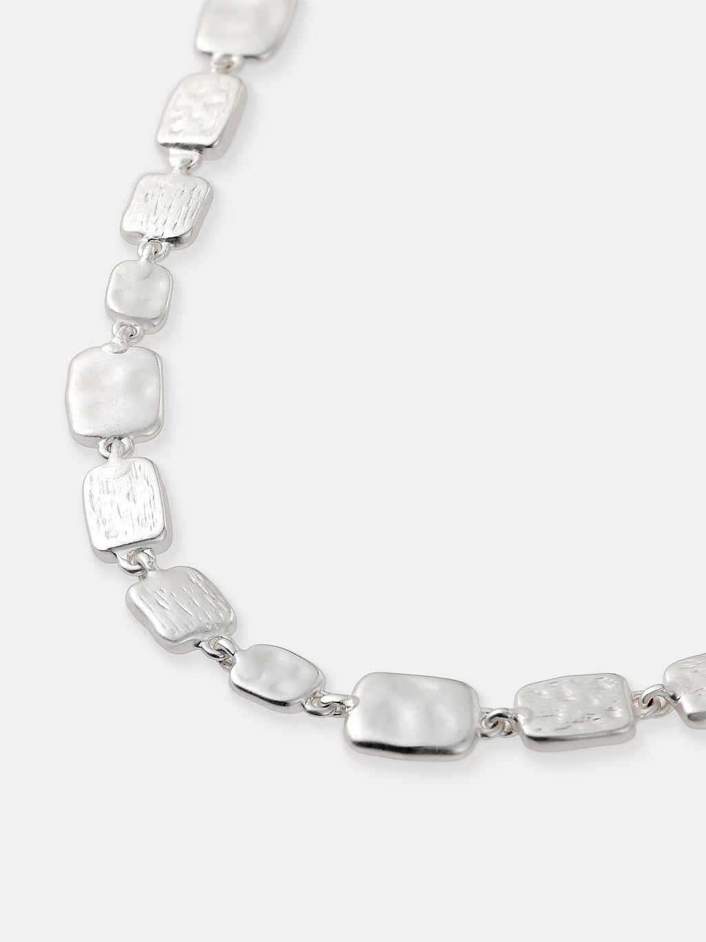 Hammered Plate Necklace - Sterling Silver Plated