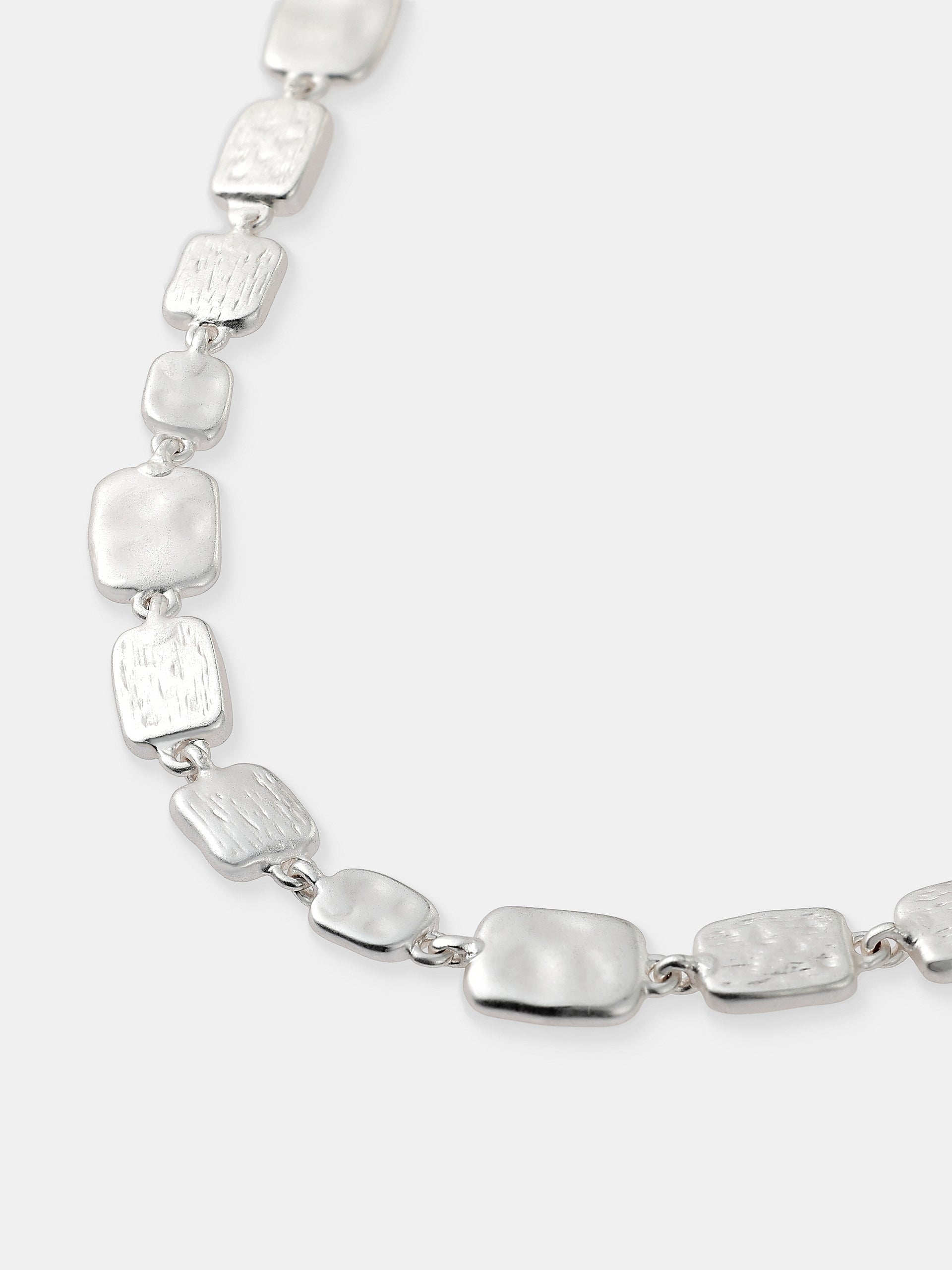 Hammered Plate Necklace - Sterling Silver Plated