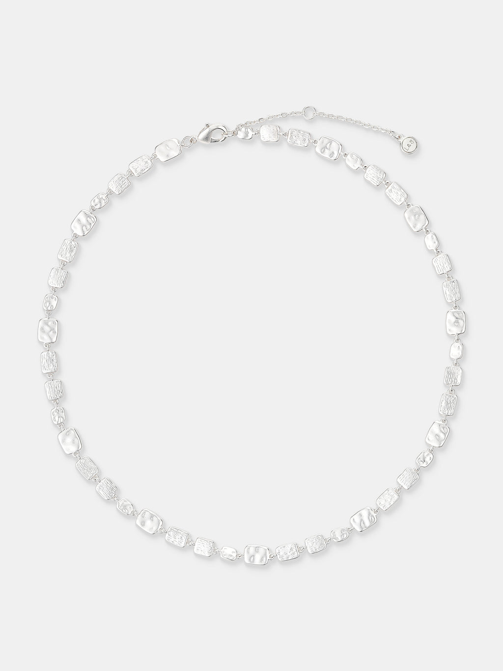 Hammered Plate Necklace - Sterling Silver Plated