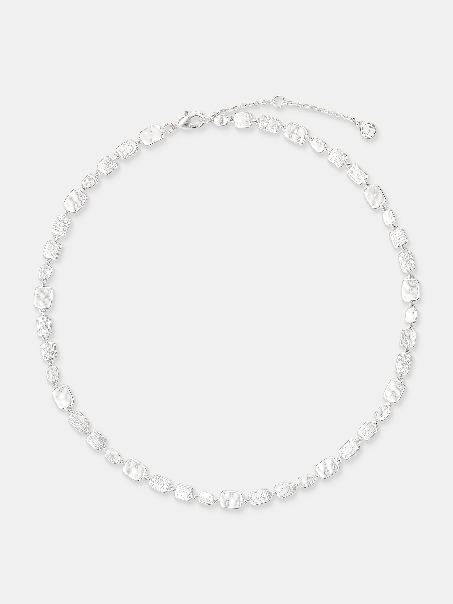 Hammered Plate Necklace - Sterling Silver Plated