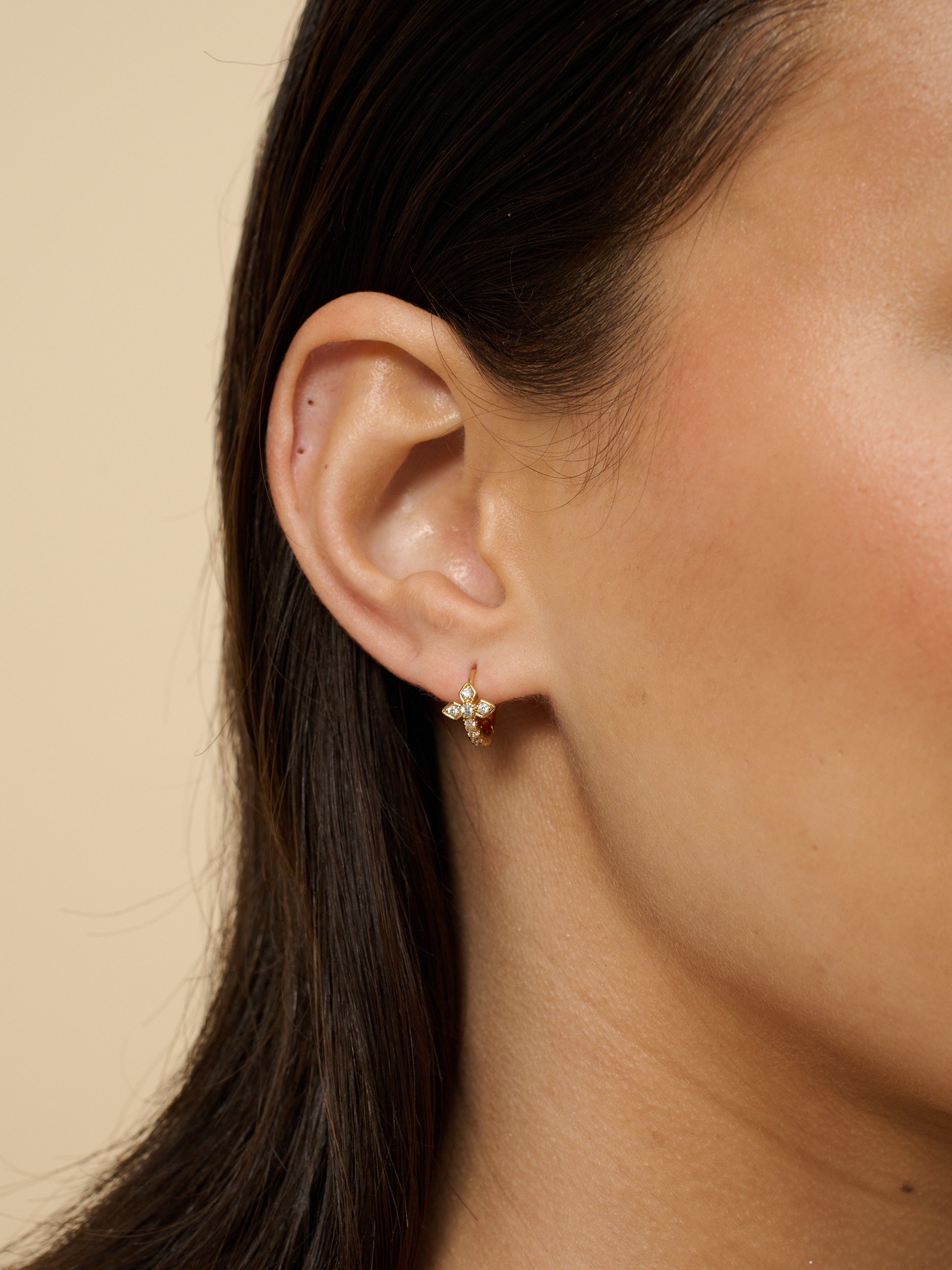 Petite Diamanté 18K Gold Plated Huggies