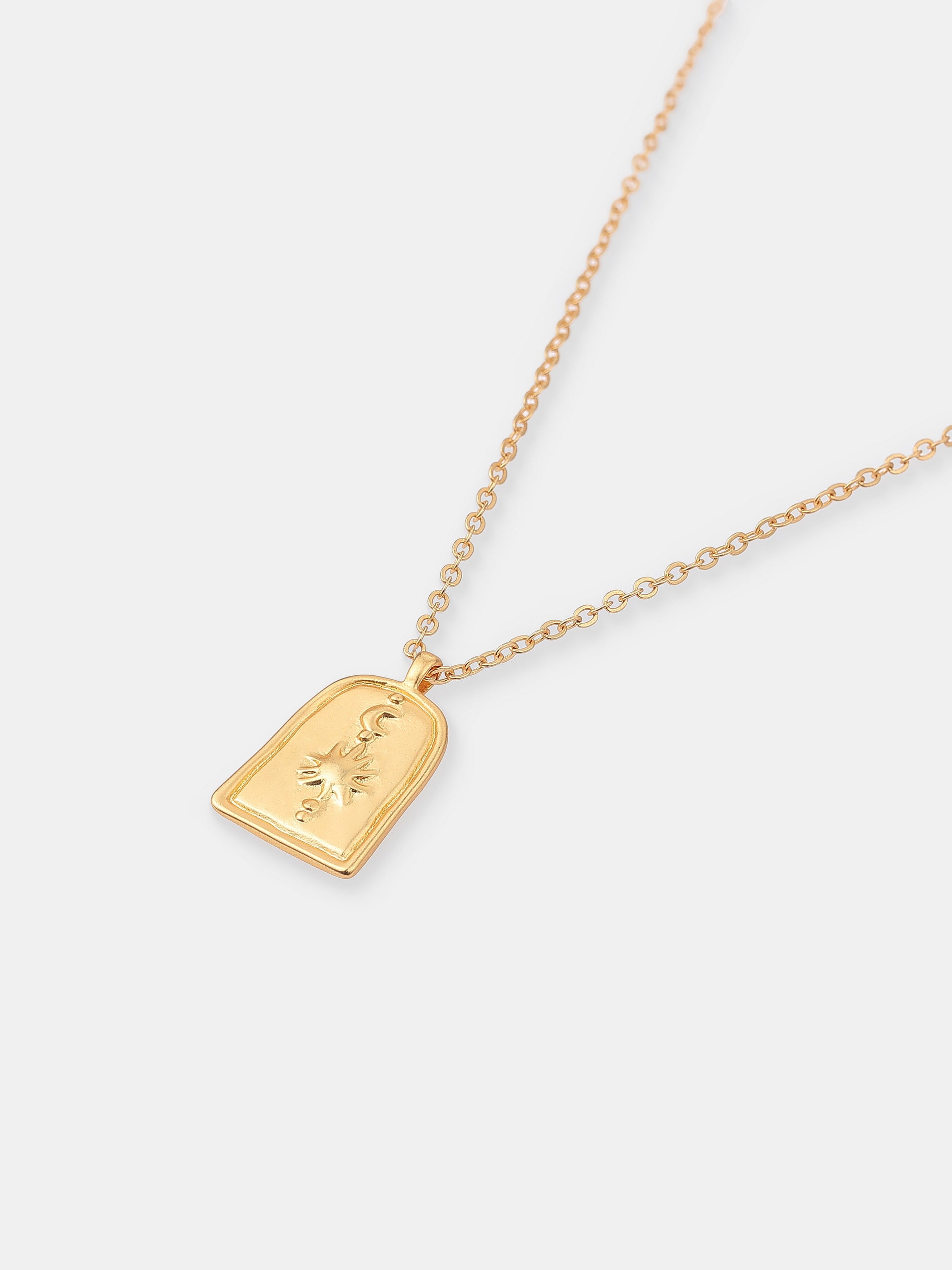 Sun Charm Matte Necklace - 18K Gold Plated