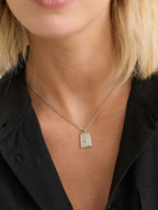 Sun Charm Matte Necklace - Silver Plated