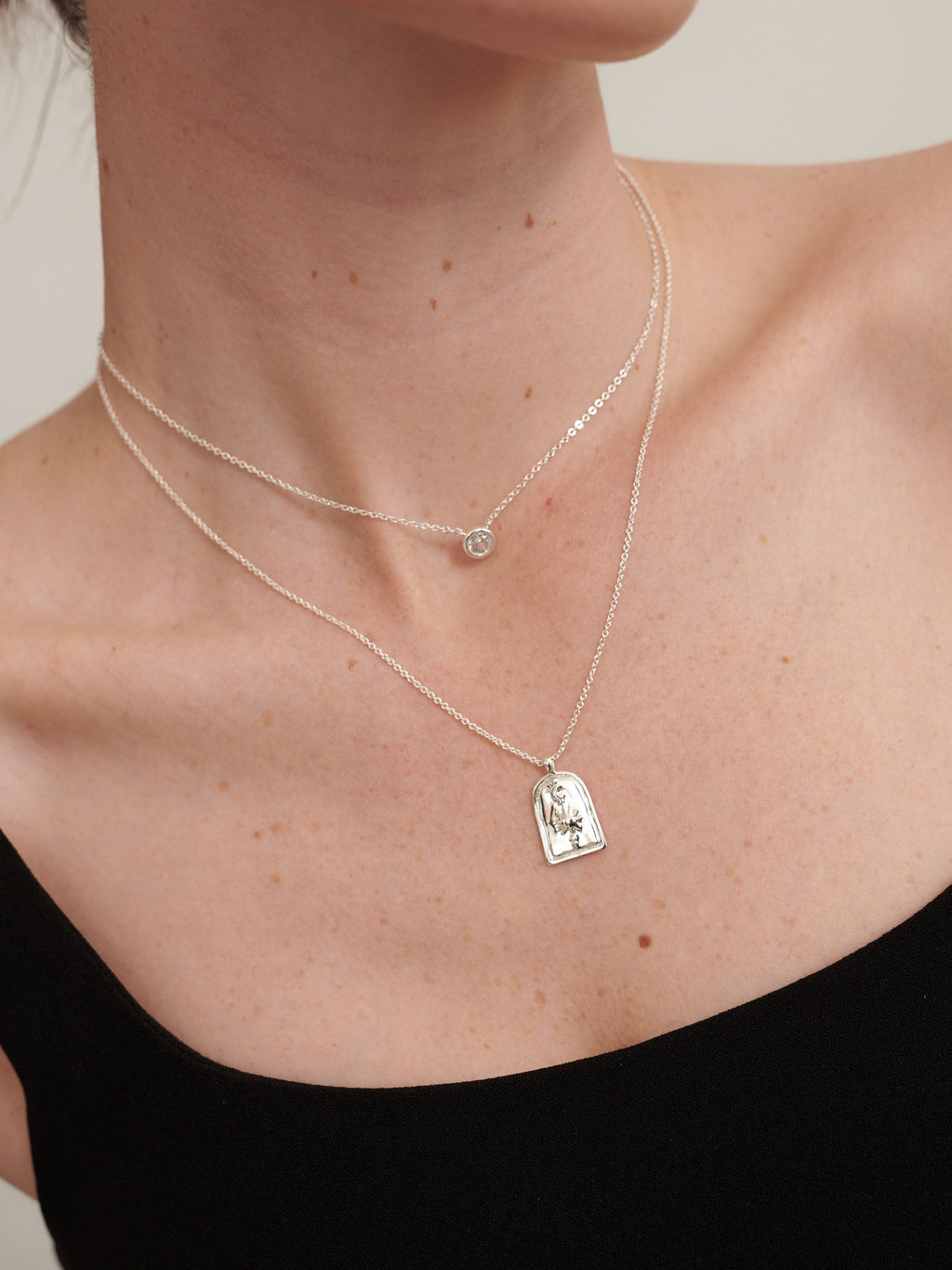 Sun Charm Necklace - Silver Plated