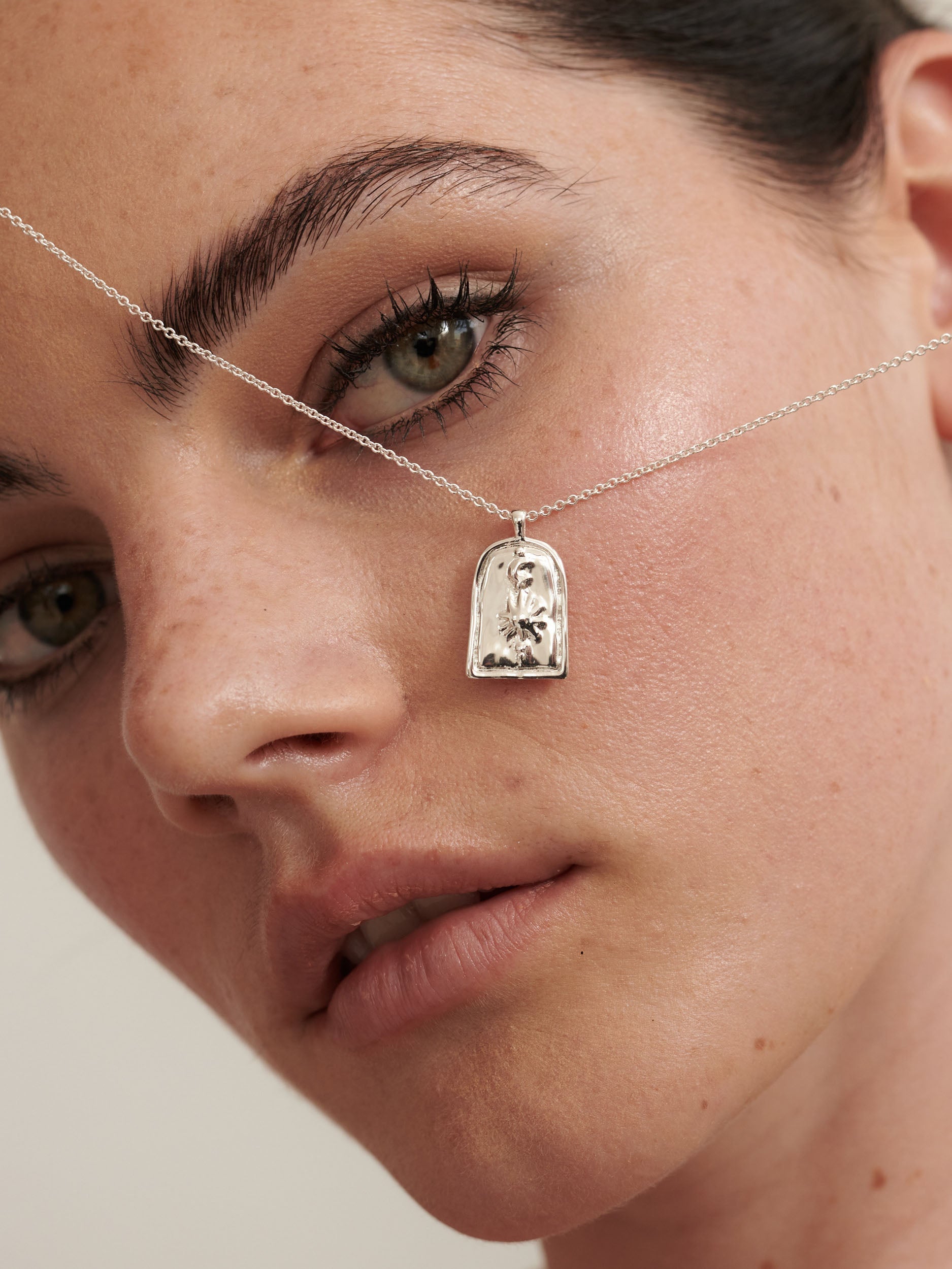Sun Charm Necklace - Silver Plated