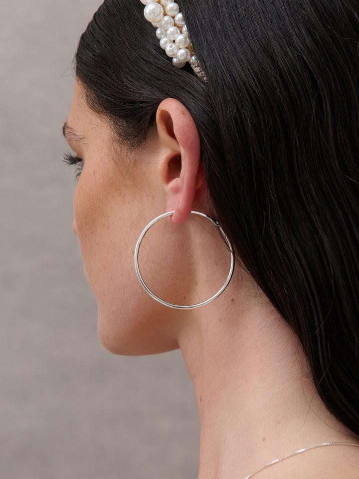 50mm Classic Sterling Silver Plated Hoops