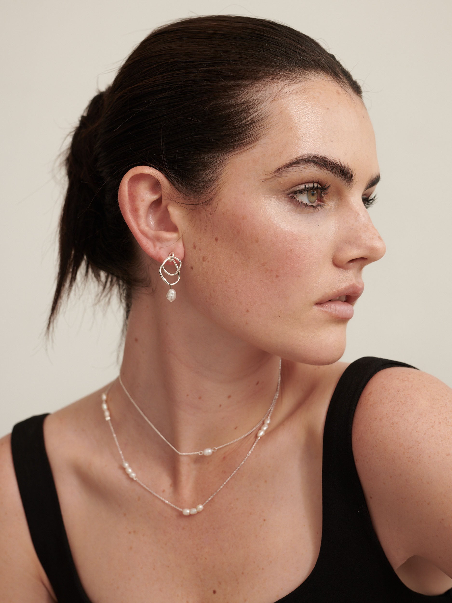 Trio Pearl Necklace - Silver Plated