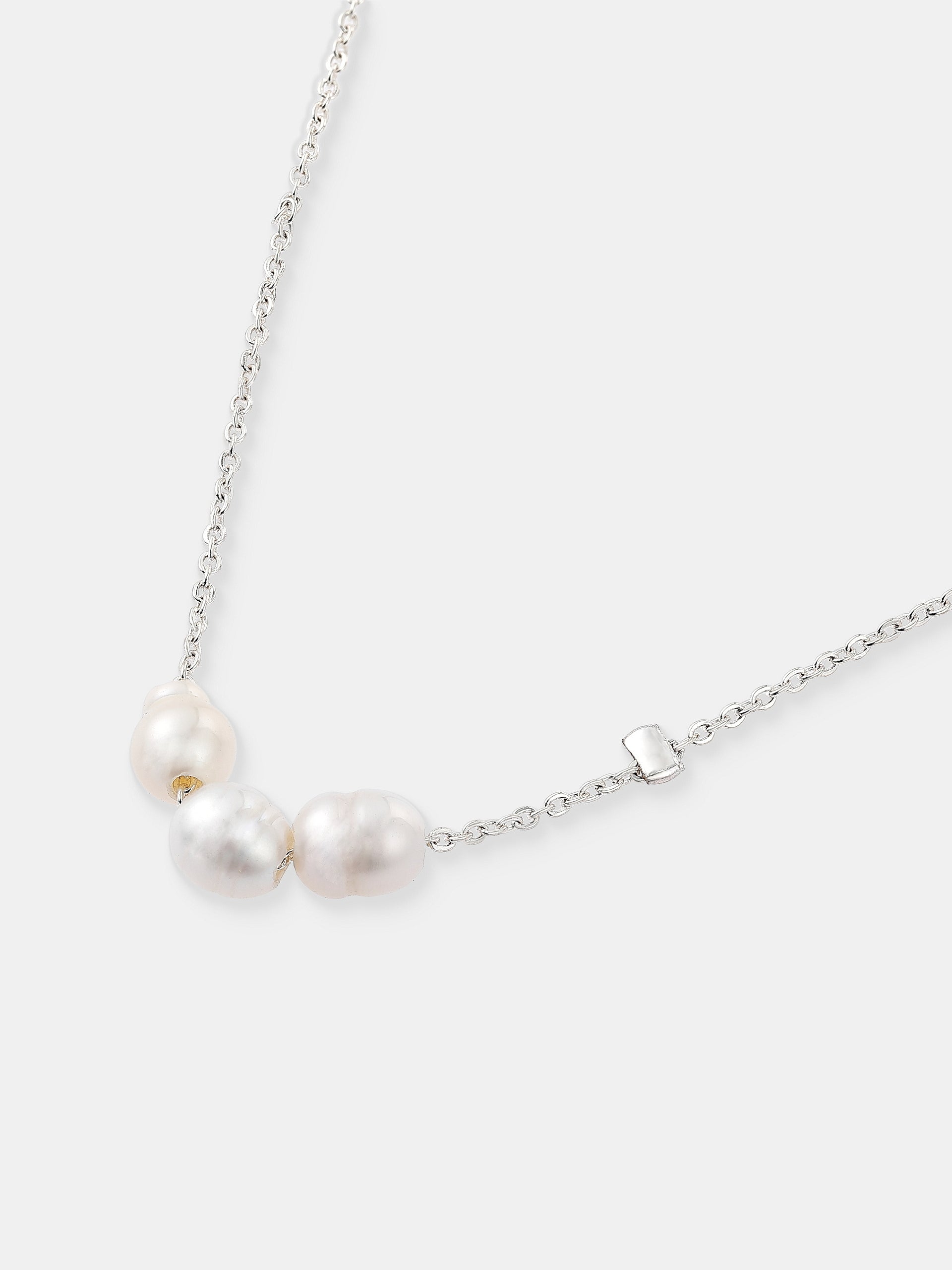 Trio Pearl Necklace - Silver Plated