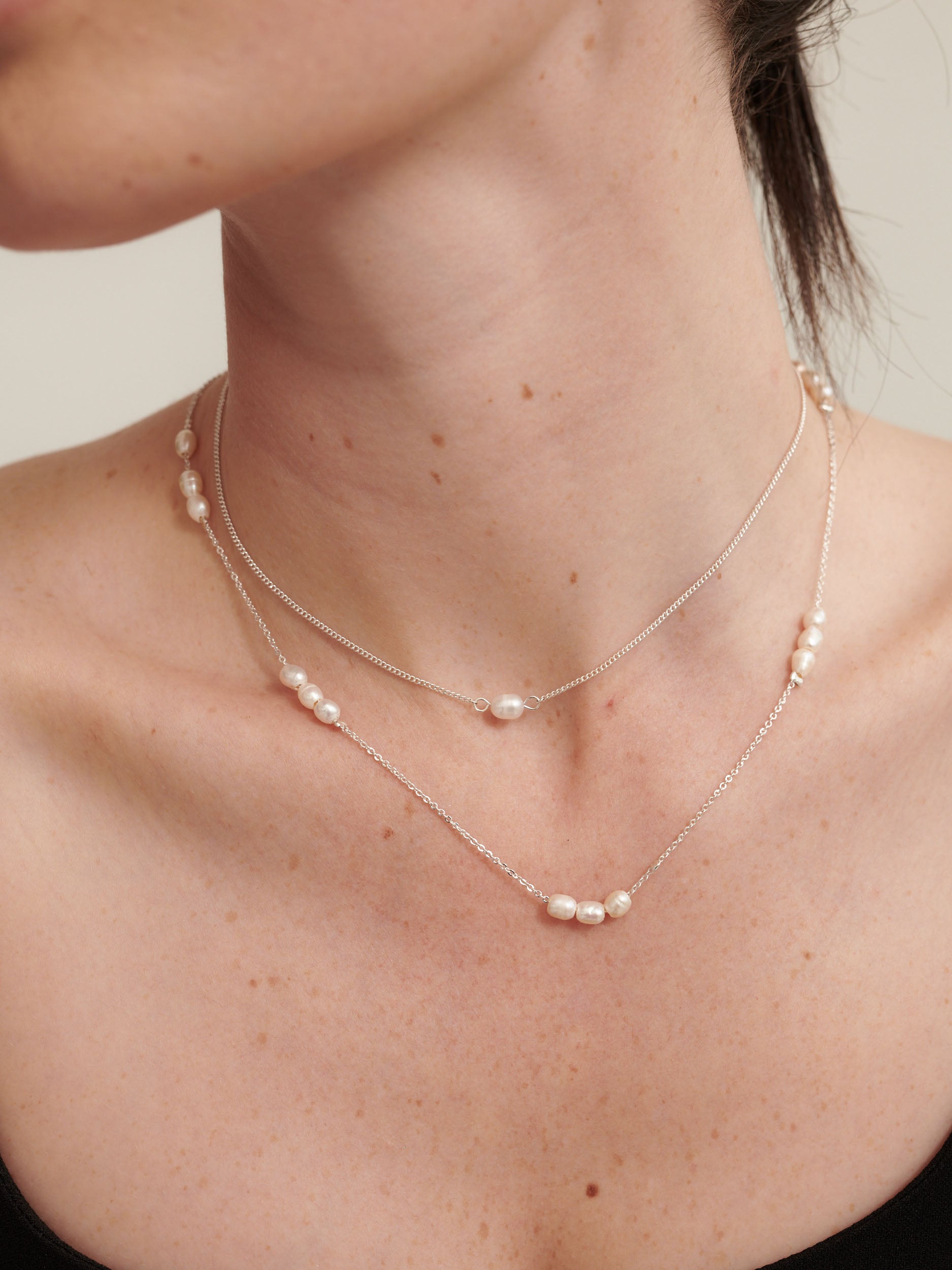 Trio Pearl Necklace - Silver Plated