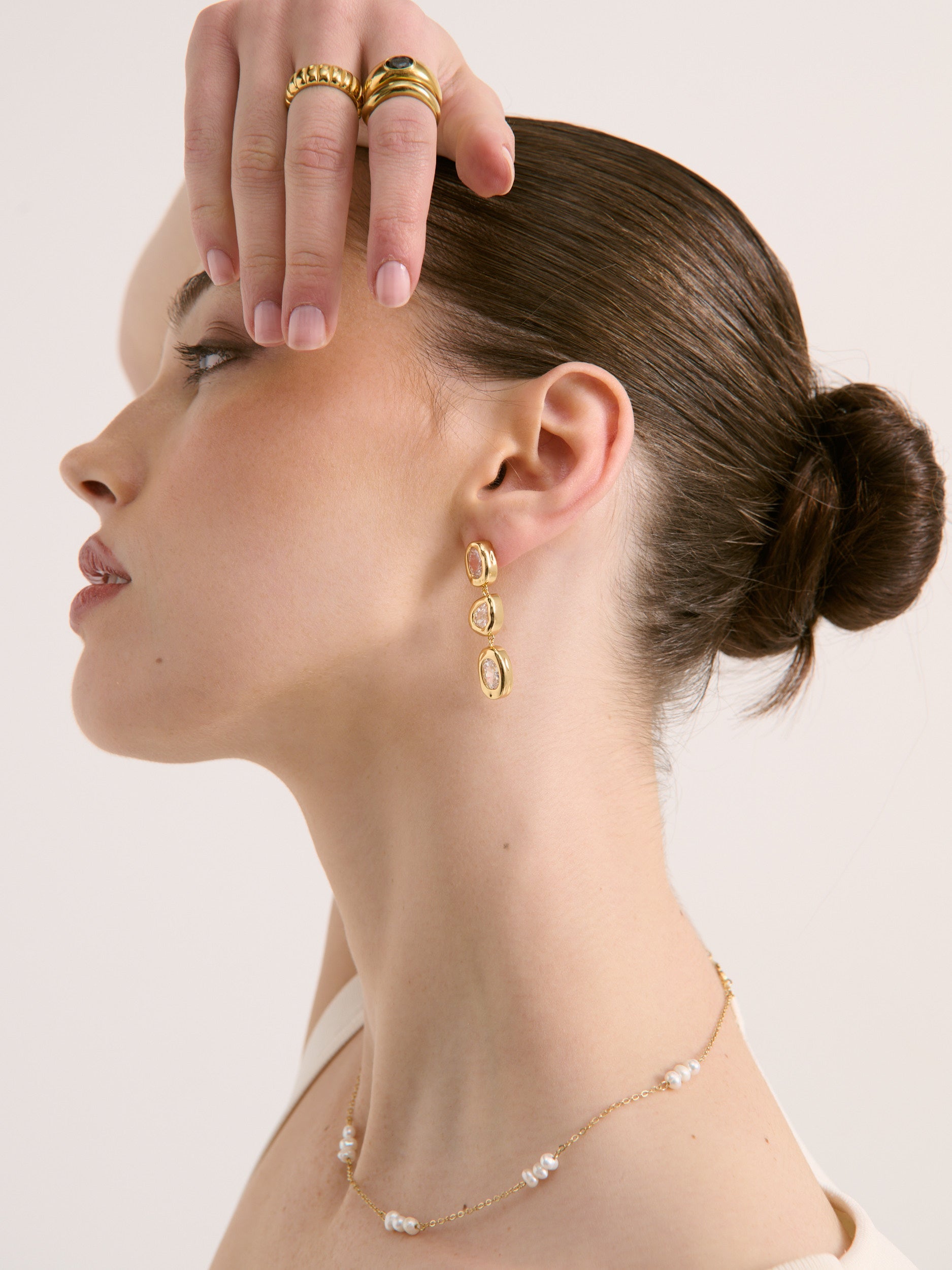 Cascade Crystal Drop Earrings - 18k Gold Plated