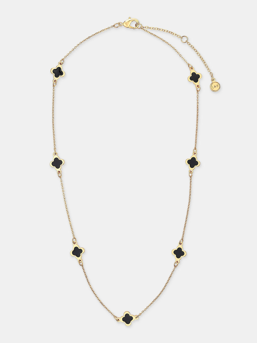 Mini Clover Gold Necklace - Black
