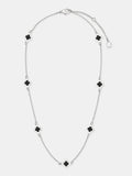 Mini Clover Silver Necklace - Black