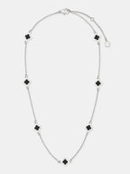 Mini Clover Silver Necklace - Black