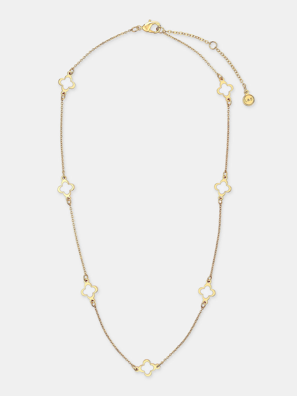 Mini Clover Gold Necklace - White