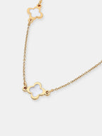 Mini Clover Gold Necklace - White
