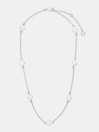 Mini Clover Silver Necklace - White