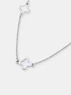 Mini Clover Silver Necklace - White