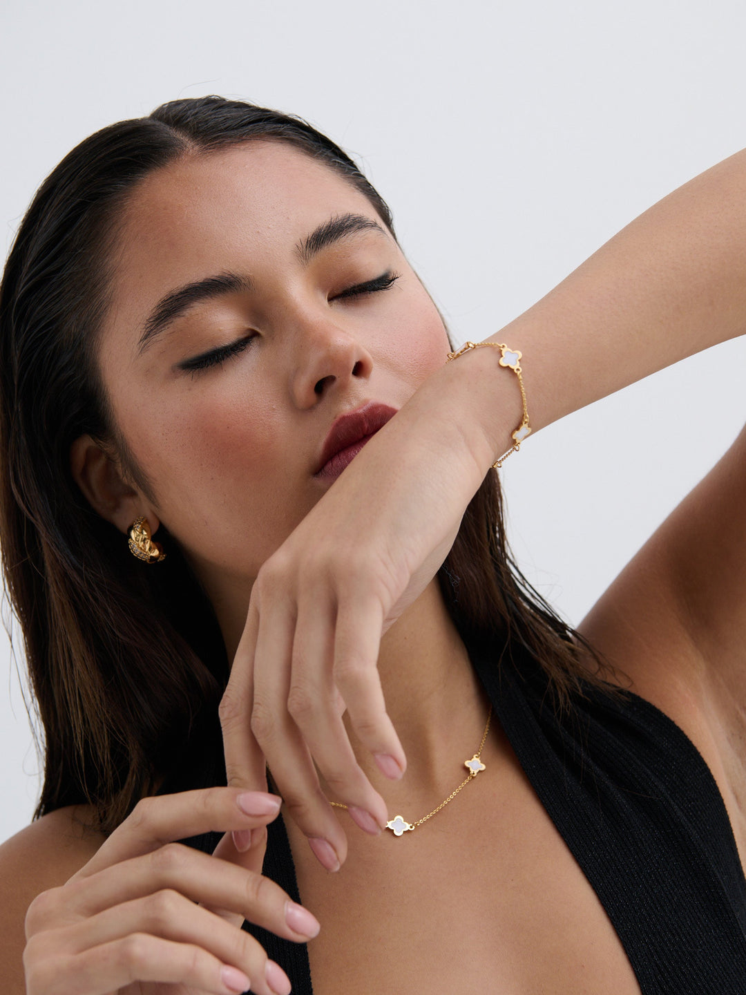 Clover 18K Gold Plated Bracelet in White