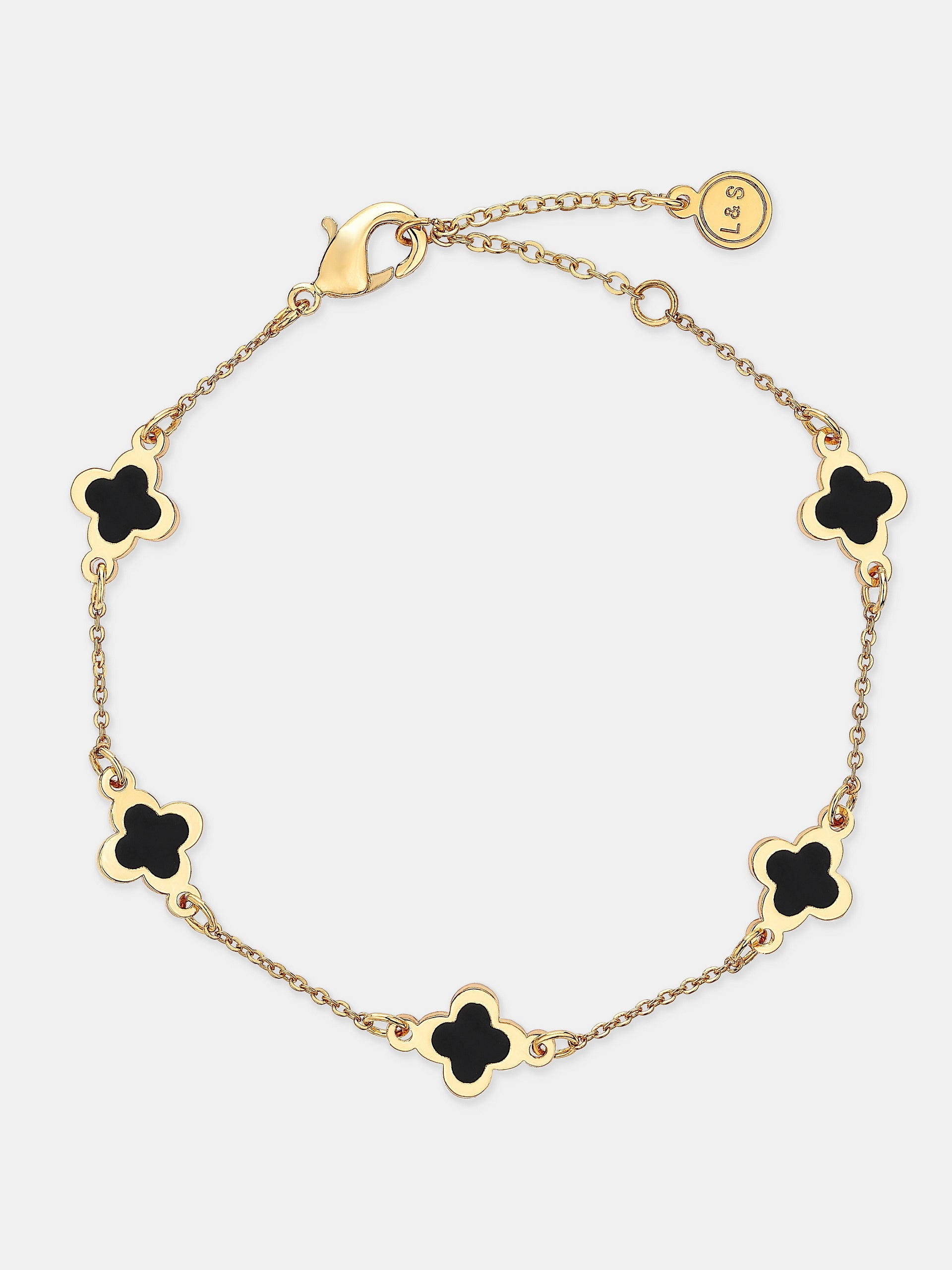 Mini Clover Gold Bracelet - Black