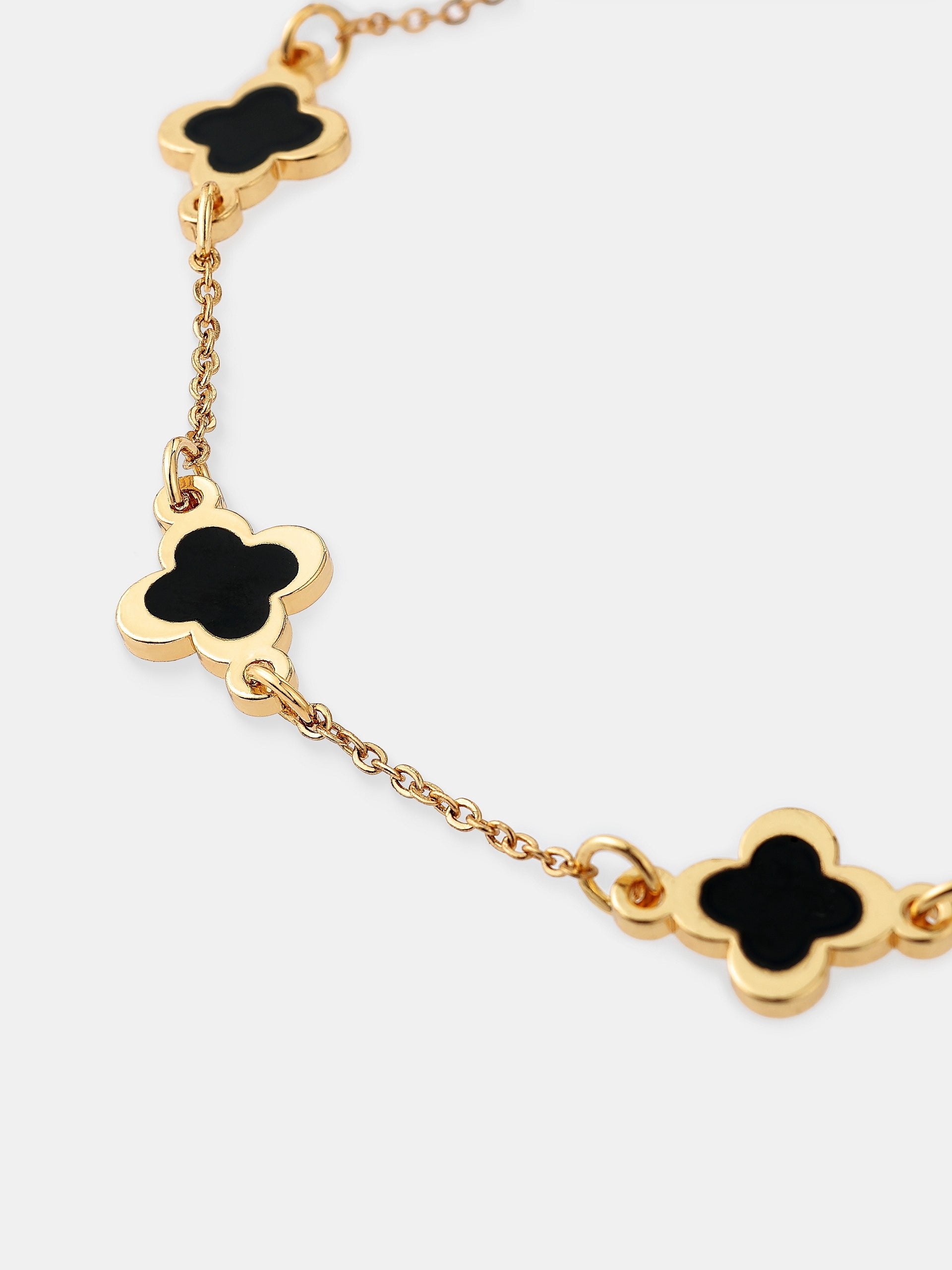 Mini Clover Gold Bracelet - Black