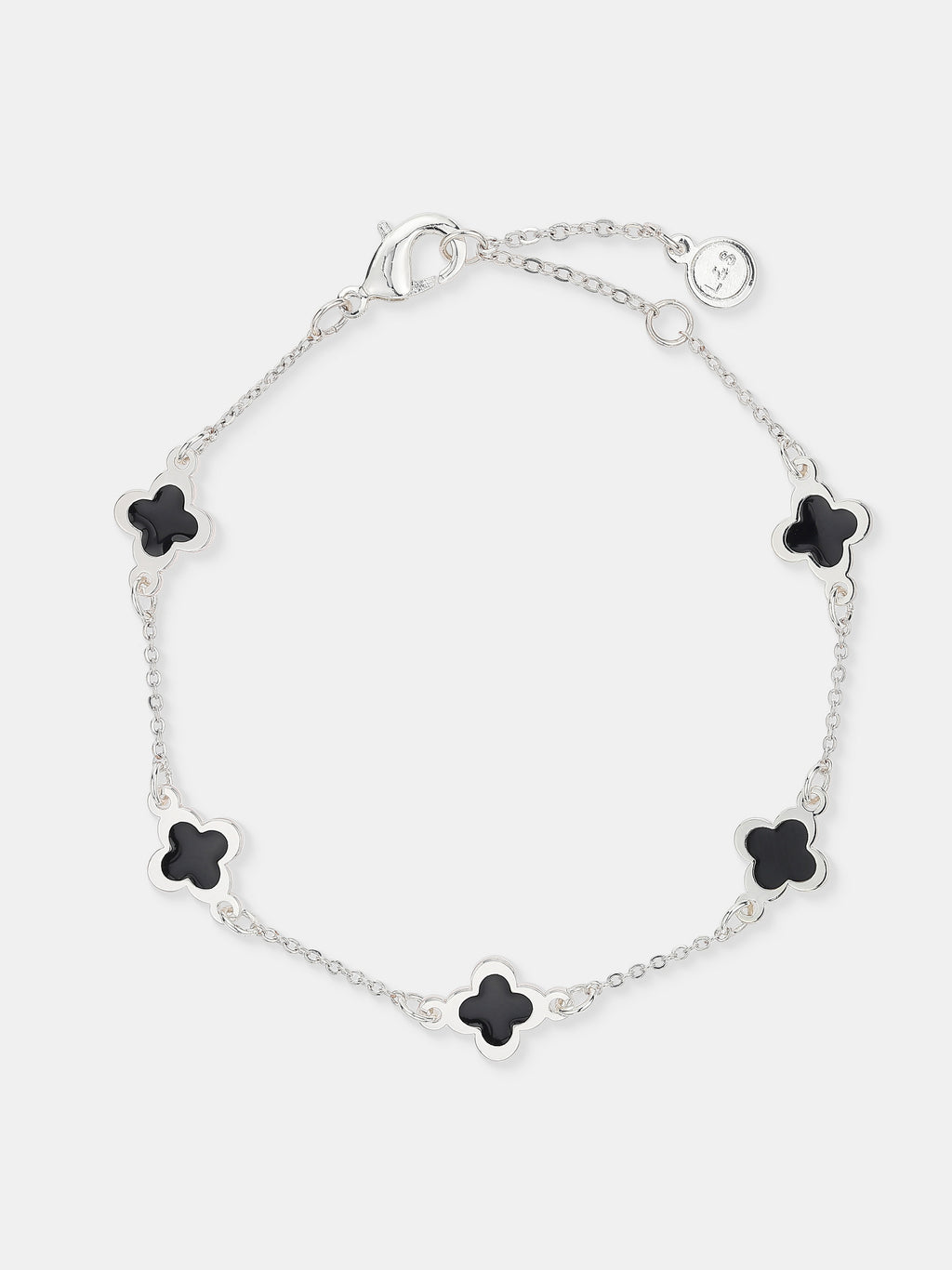 Mini Clover Silver Bracelet - Black