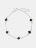 Mini Clover Silver Bracelet - Black