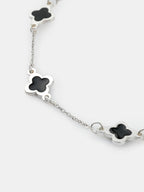 Mini Clover Silver Bracelet - Black