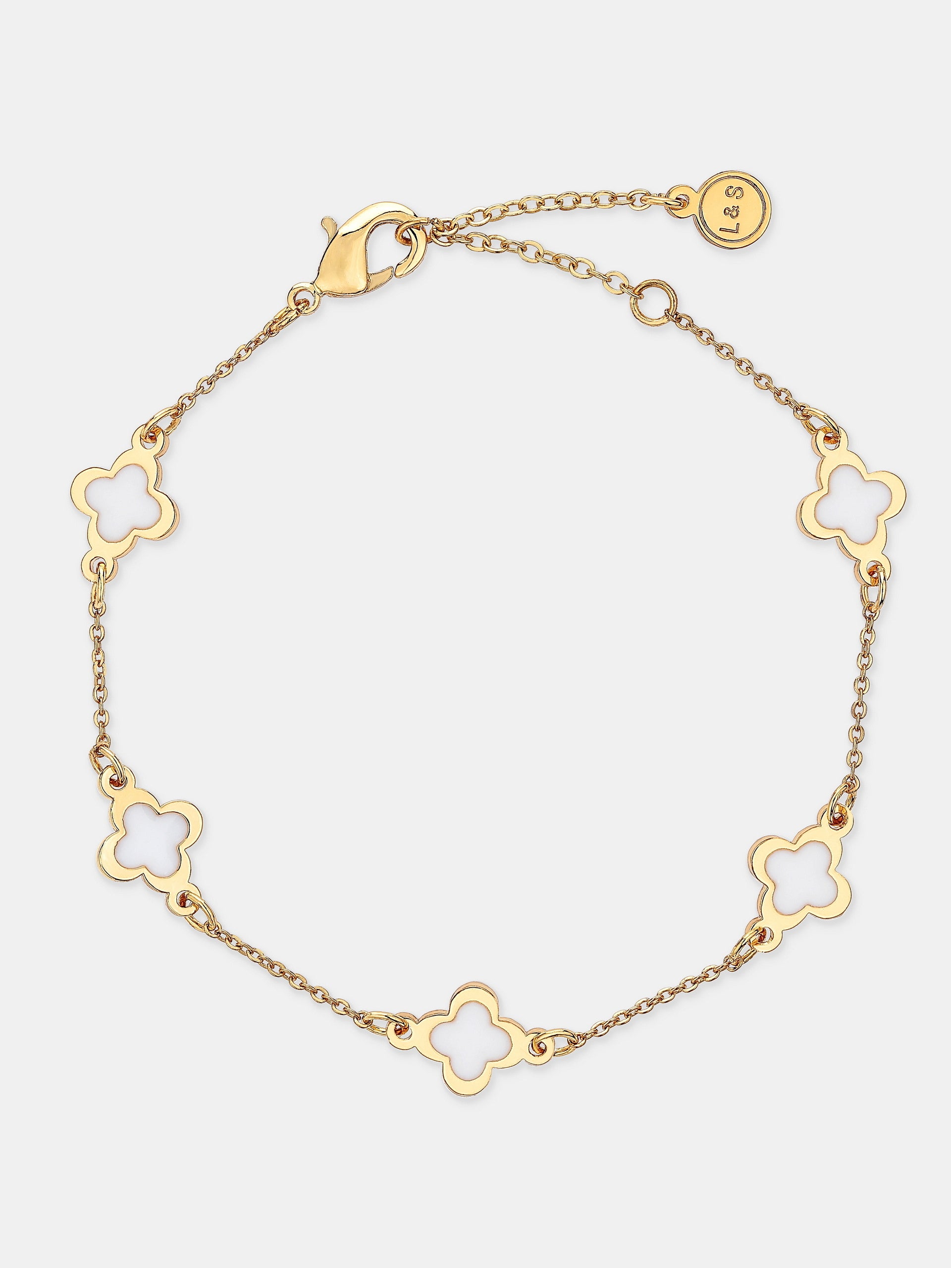 Mini Clover Gold Bracelet - White