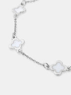 Mini Clover Silver Bracelet - White