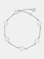 Mini Clover Silver Bracelet - White