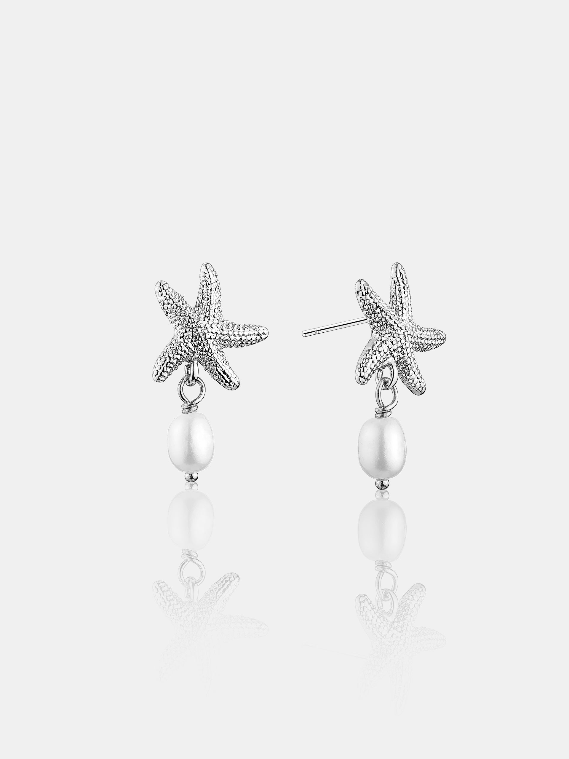Starfish Pearl Sterling Silver Plated Earrings