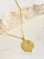 Ocean Coin Charm Necklace - 18K Gold Plated