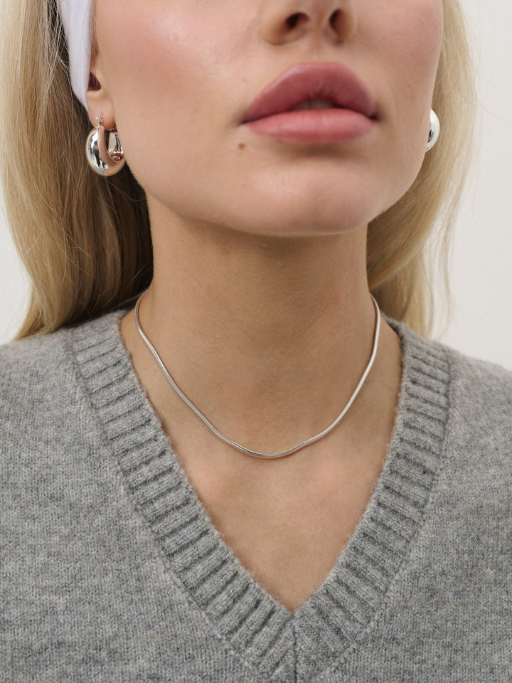 3mm Snake Sterling Silver Plated Necklace