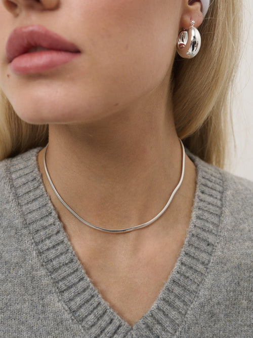 3mm Snake Plated Necklace -  Sterling Silver