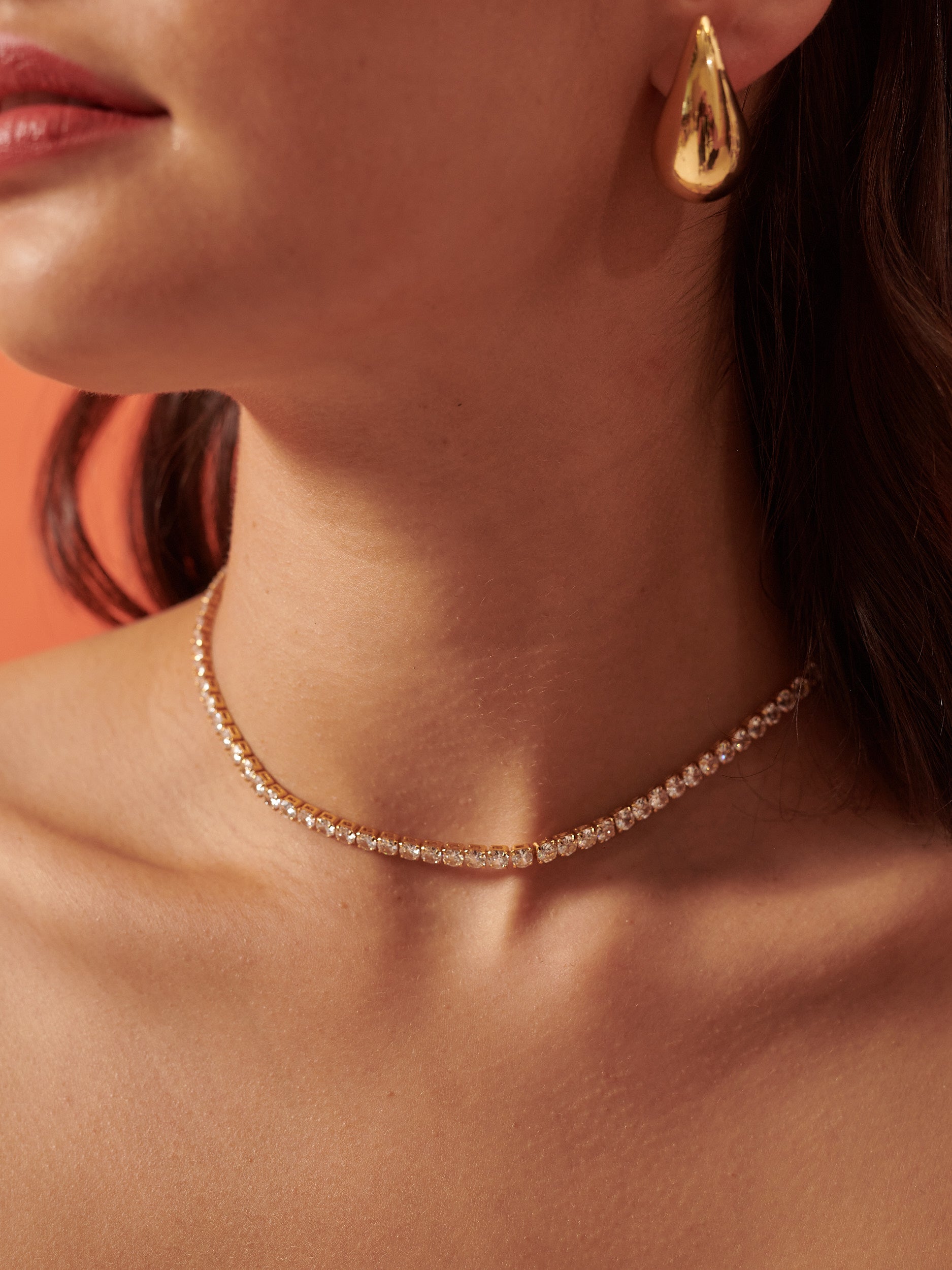 Tennis Diamanté Necklace - 18K Gold Plated