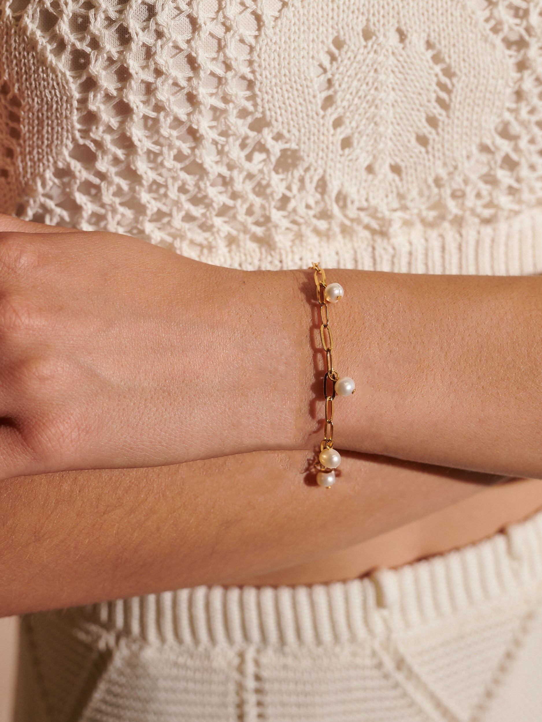 Eve Pearl Chain Bracelet - 18K Gold Plated