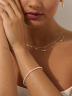 Dainty Freshwater Pearl Bracelet -  18K Gold Plated