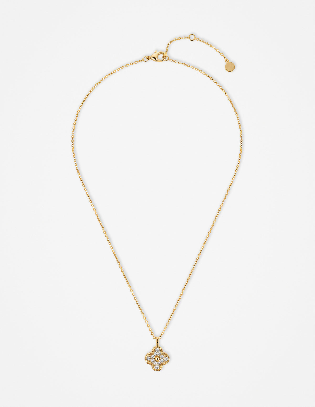 Embellished Clover Necklace - 18K Gold Plated