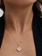 Embellished Clover Necklace - 18K Gold Plated