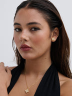 Embellished Clover Earrings - 18K Gold Plated