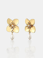 Floral Pearl 18K Gold Plated Earrings