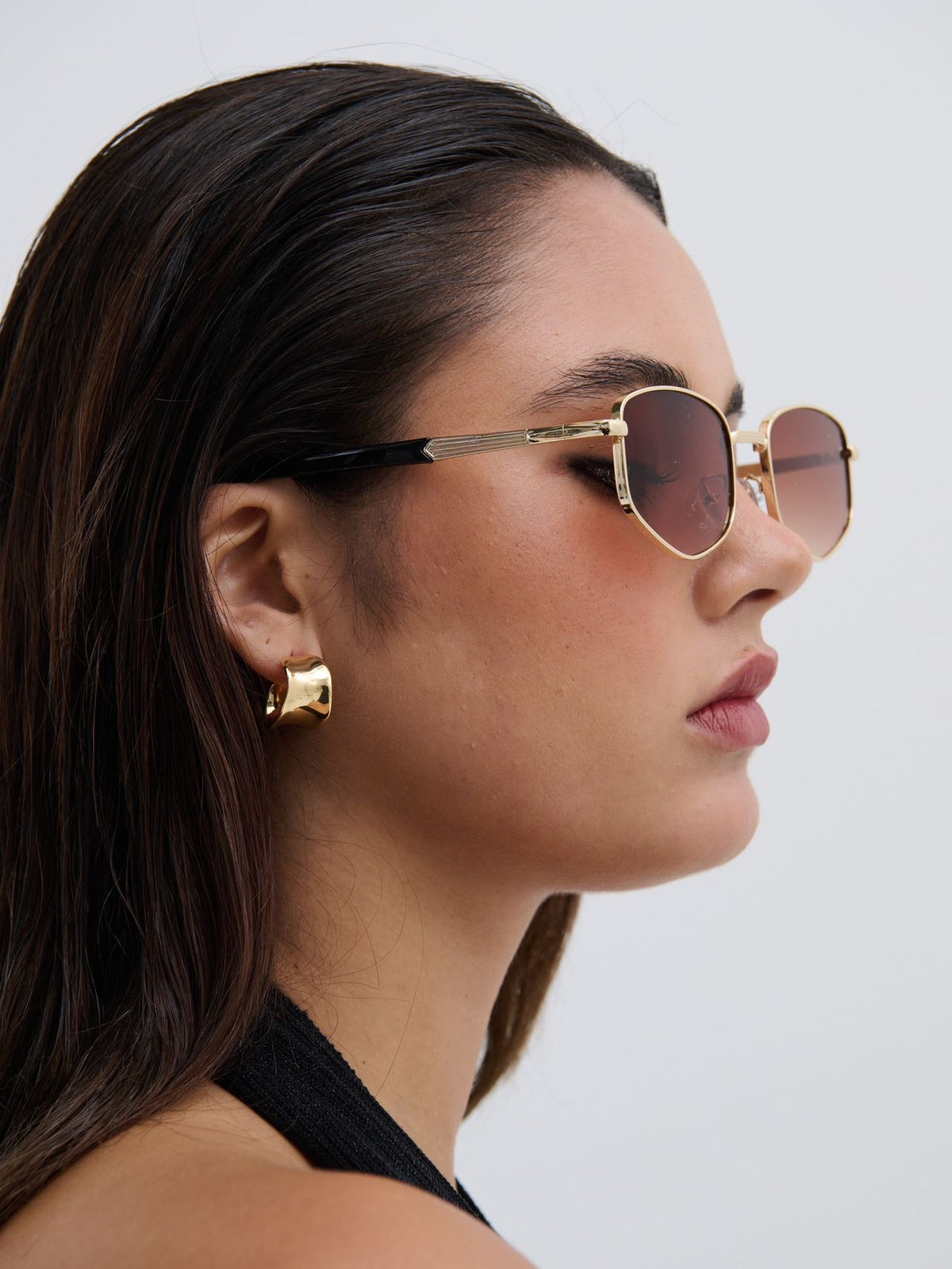 Eddy Flat Hoops Plated Earrings - Gold