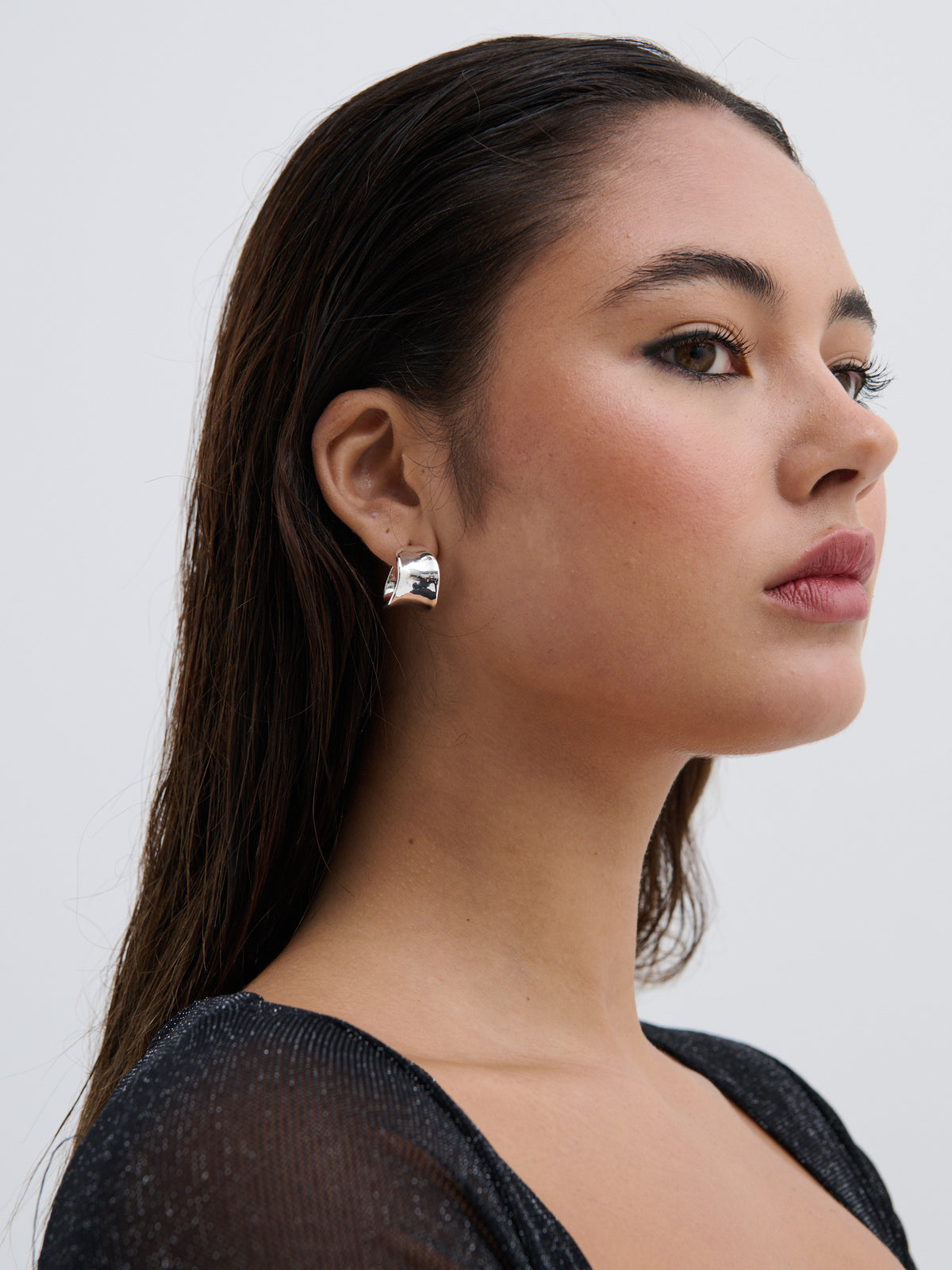 Eddy Flat Hoops Plated Earrings - Silver